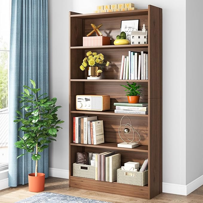 72-inch Tall Bookcase, Modern 6-Tier White Library Bookshelf with Storage Shelves