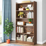 72-inch Tall Bookcase, Modern 6-Tier White Library Bookshelf with Storage Shelves