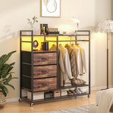 Entryway Accent Storage Cabinet with 3 Drawers and Coat Rack