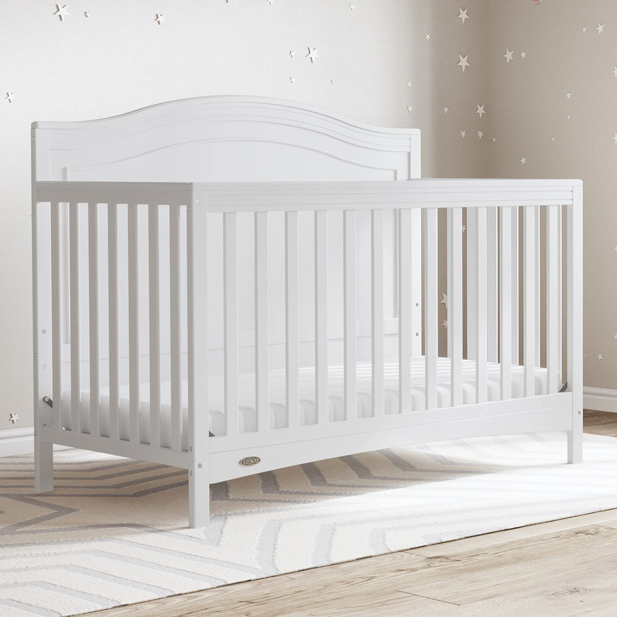 4-in-1 Convertible Crib (White) - GREENGUARD Gold Certified, Converts to Toddler Bed,