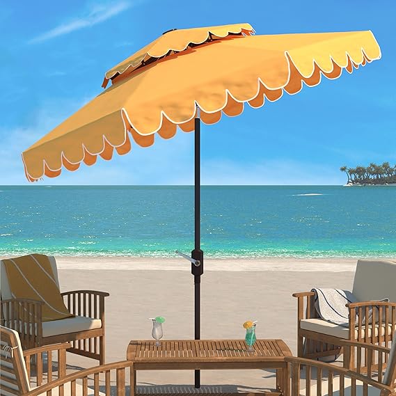 Outdoor Venice White and Black 9-foot Round Double Top Crank UV Protected Umbrella