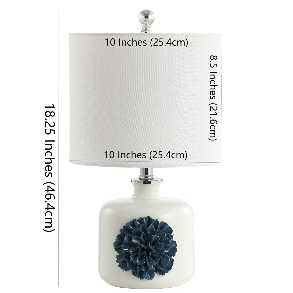 Safavieh Lighting Collection Olinda White/ Blue 18-inch Bedroom Living Room Home Office Desk Nightstand Table Lamp (LED Bulb Included)