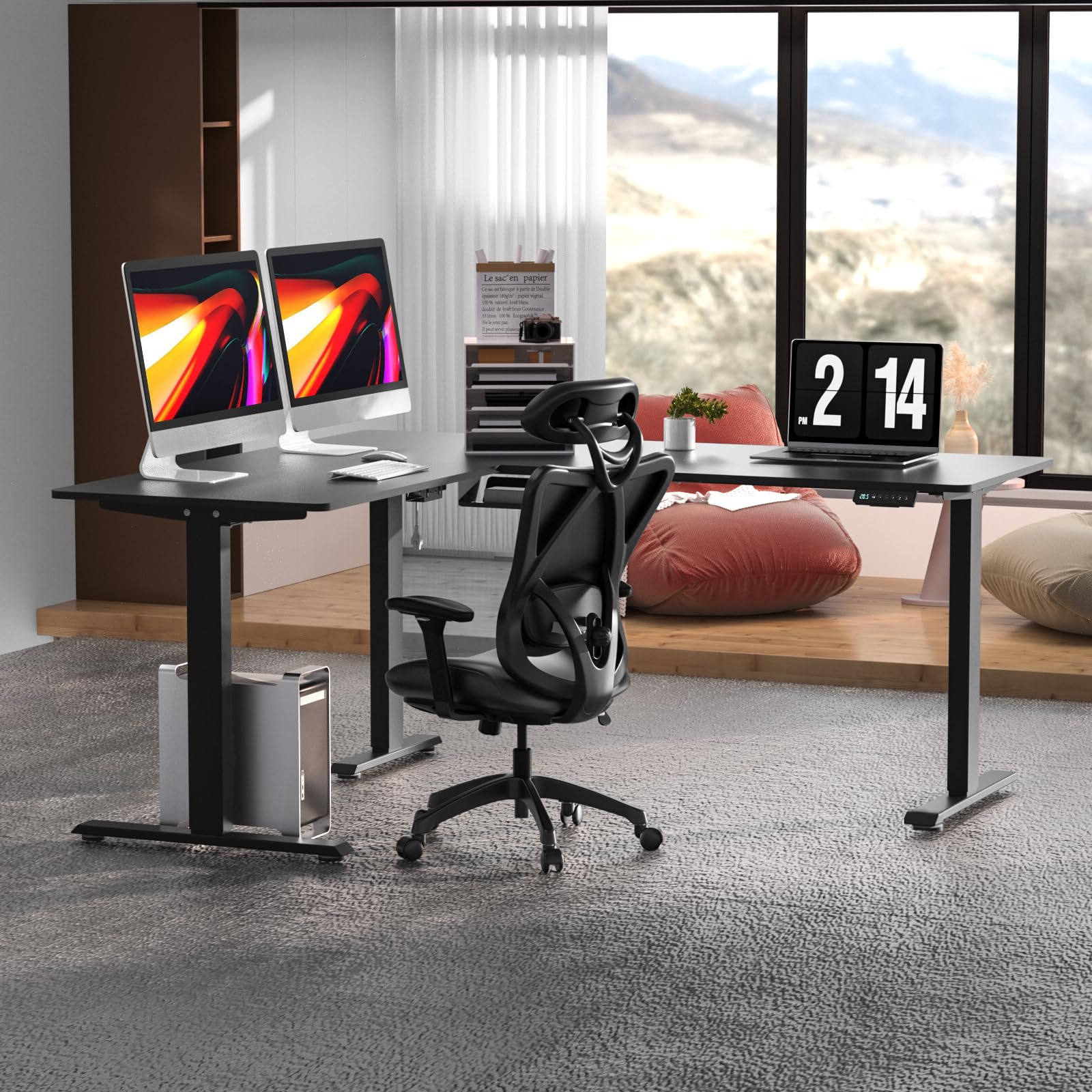 Upgrade Version 63 * 55 inch L Shaped Electric Adjustable Height Standing Desk