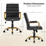Mid-Back PU Leather Office Chair with Lumbar Support