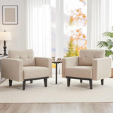 Mid-Century Modern Cream Accent Chair Set of 2, Oversized Upholstered Single Sofa