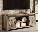 Farmhouse TV Stand for 65+ Inch TV, Entertainment Center with Sliding Barn Door, Media