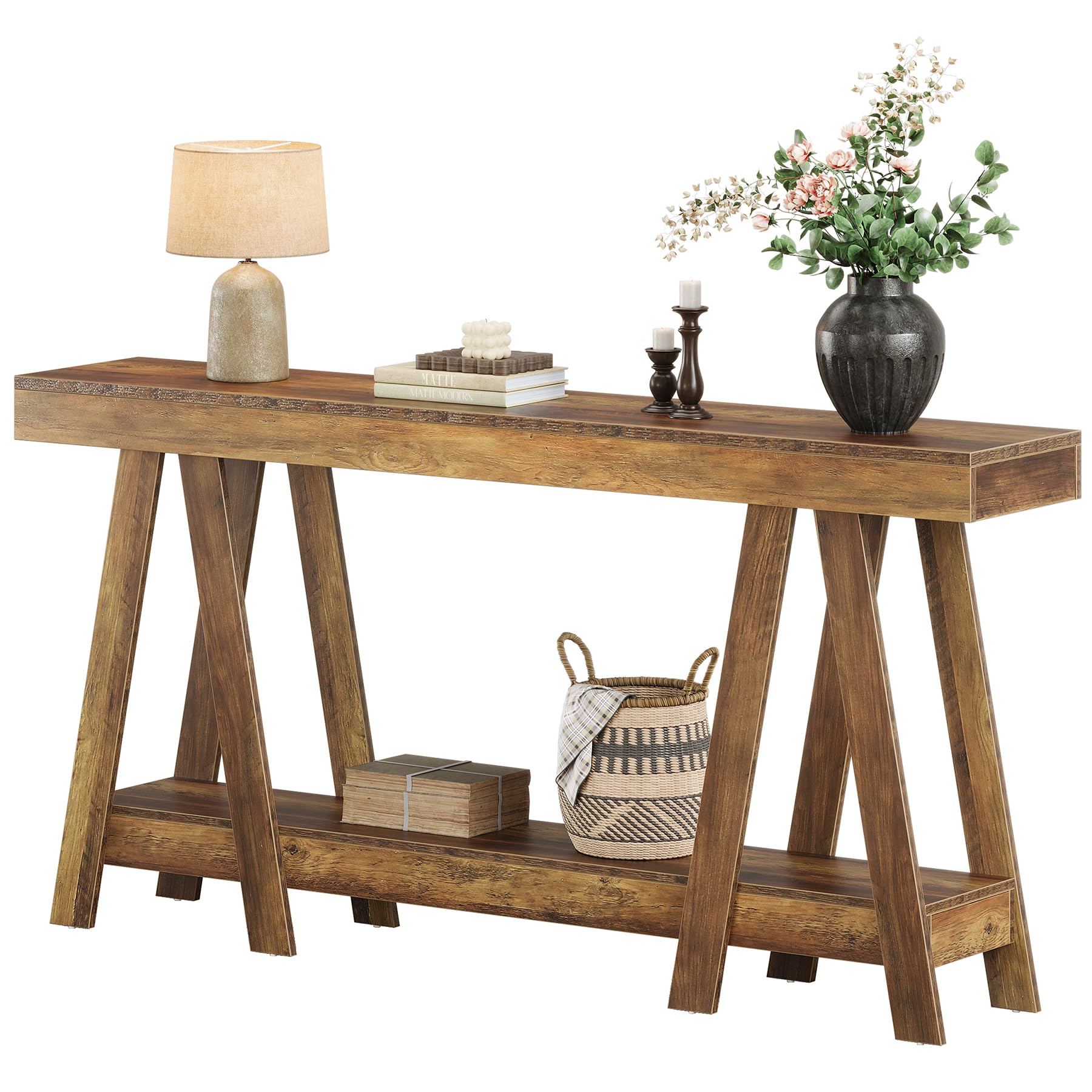 70.87" Farmhouse Console Table - 2-Tier Entryway Accent Table
