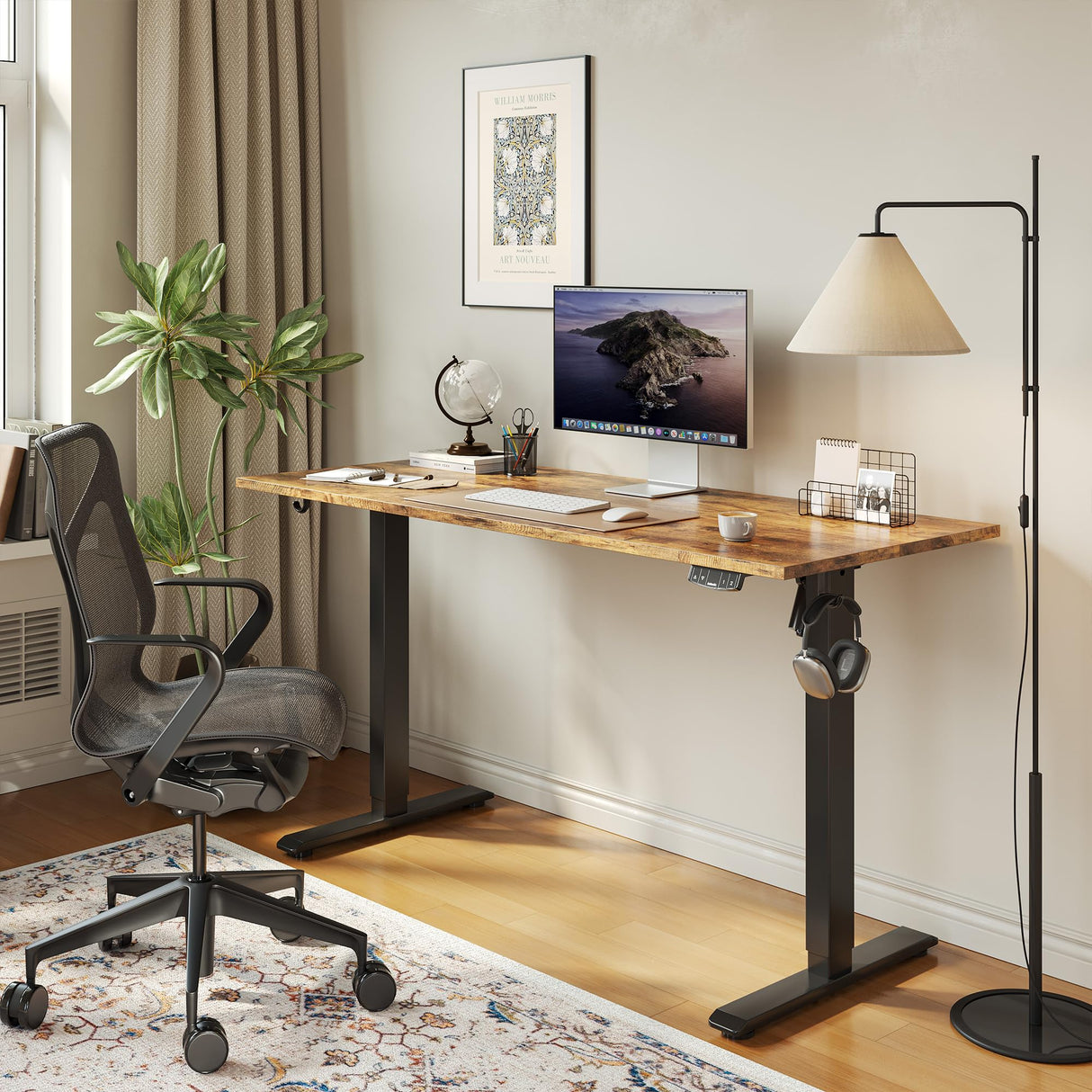 Electric Standing Desk, 48 x 24 Inches Height Adjustable Desk, Sit Stand up Desk for Work Office Home, Ergonomic Rising Computer Table with Memory Preset