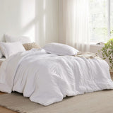 King Comforter Set - 7 Pieces Striped Seersucker Jacquard Comforter Bedding Set