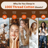 100% Egyptian Cotton Sheets Set 1000 Thread Count,Queen Size Bed Sheet 4 Piece Sets,