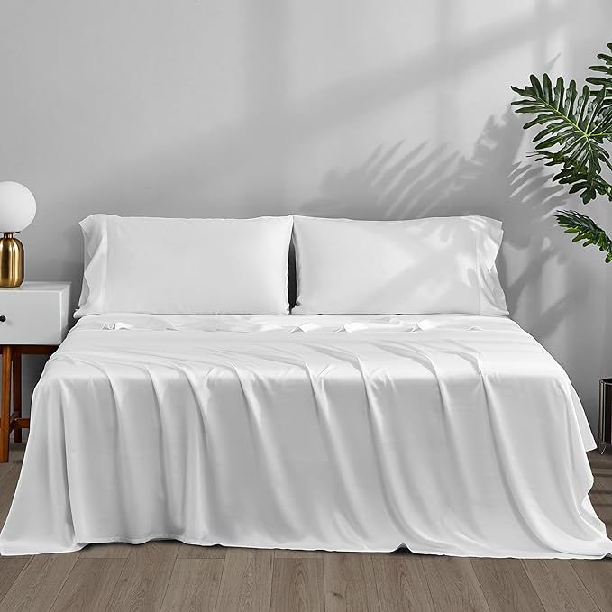 Cooling Sheets King Size Grey - Viscose Made from Bamboo, Luxury Hotel Sheet Set