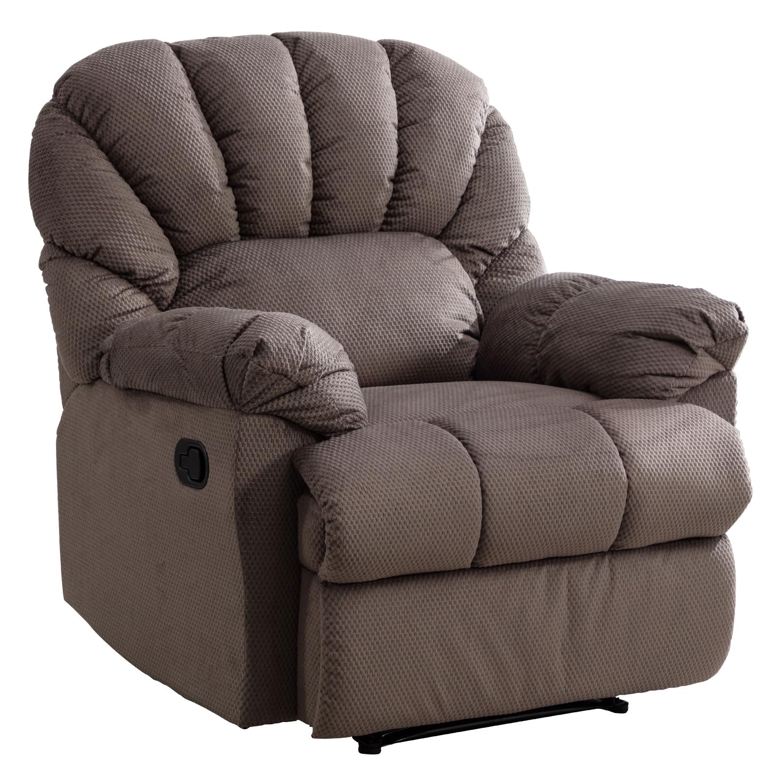 Ultra-Plush Manual Recliner Chair – Wide Backrest in Light Brown