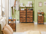 Night Stand with Charging Station, Small Bedside Table with Wood Shelf, End Table