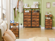 Night Stand with Charging Station, Small Bedside Table with Wood Shelf, End Table