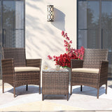 Patio Furniture Sets Outdoor PE Rattan Wicker Chairs with Soft Cushion and Glass