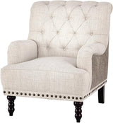 English Tartonelle Tufted Accent Arm Chair, Taupe