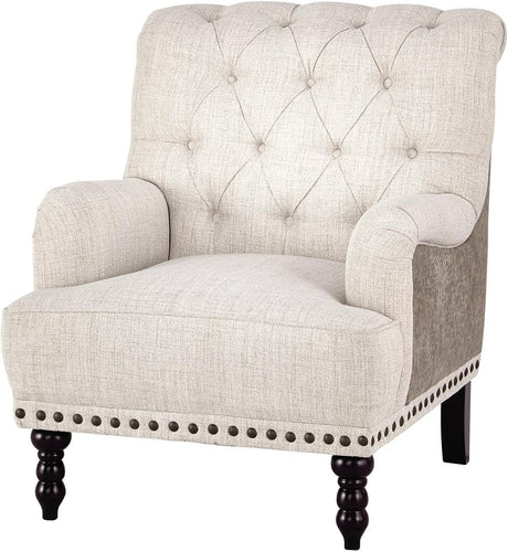 English Tartonelle Tufted Accent Arm Chair, Taupe