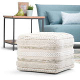 ommer Boho Square Pouf in Natural Handloom Woven Pattern for the Living Room,