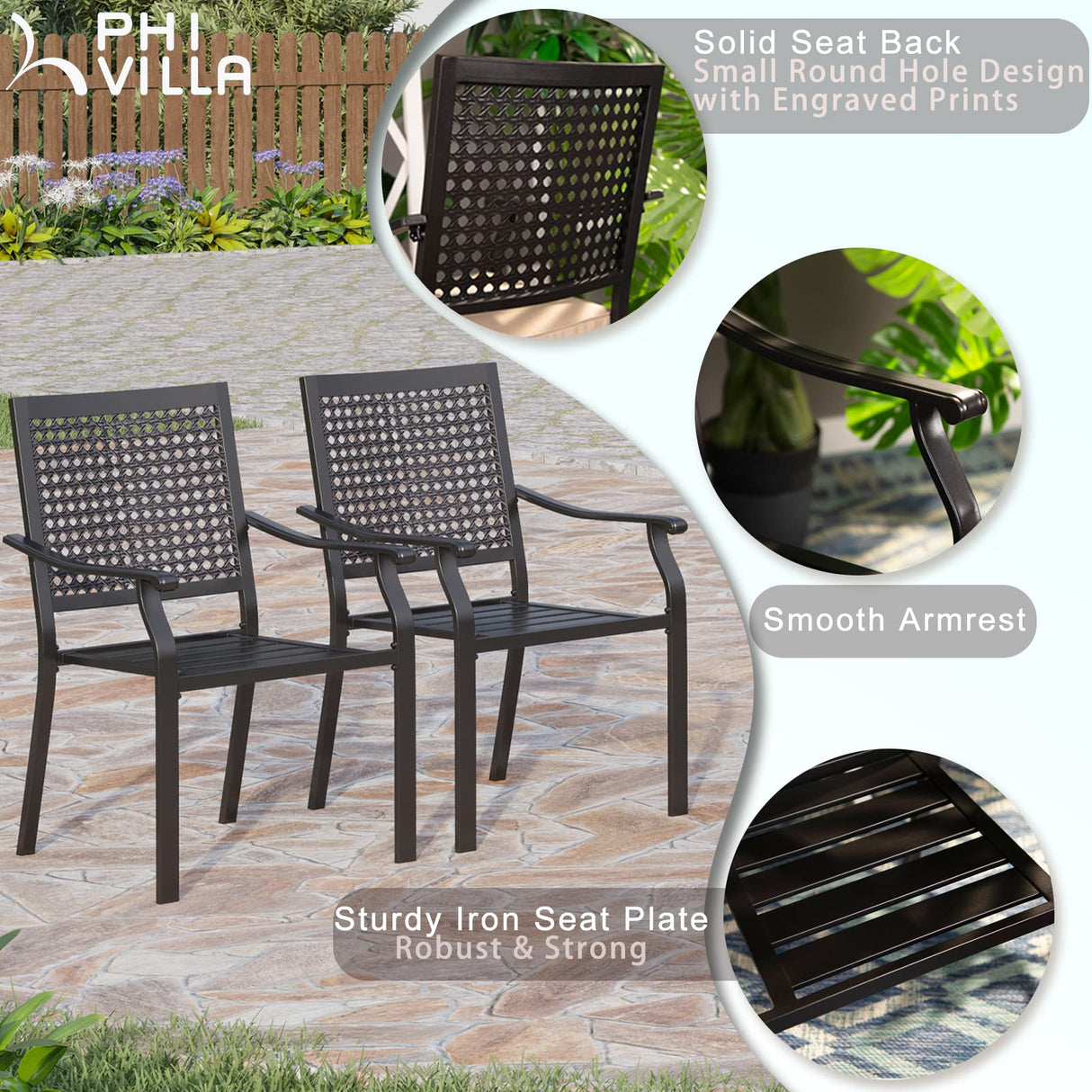 Patio Dining Table Set for 6 Person Bistro Chairs