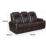 Leatherette Diamond Tufted Power Recliner Sofa with Drop Down Storage