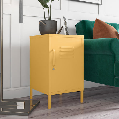 z Cache Metal Locker Style Living Room End Table, Yellow