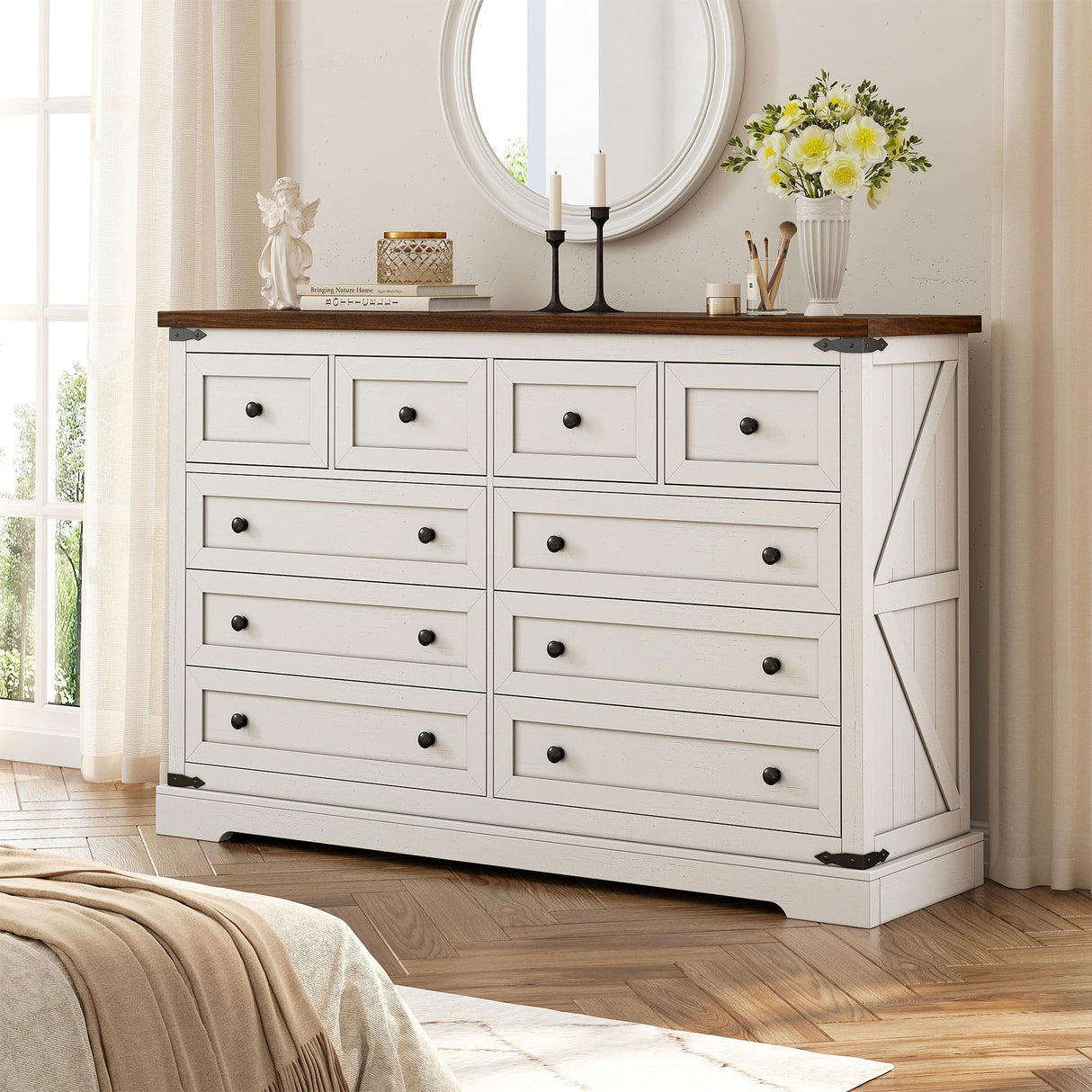 White Dresser,10 Drawer Dresser for Bedroom, 55" Wide Dressers & Chest of Drawers for