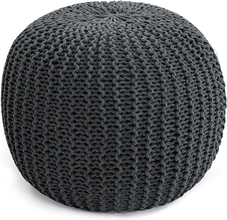 Unstuffed Ottoman Pouf Cover, 100% Cotton Handmade Knitted Ottoman Pouf