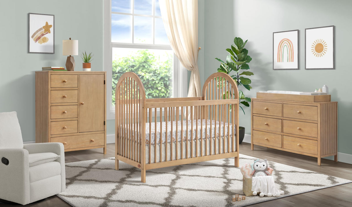 Everlee 3-in-1 Island Crib, Honey Wood