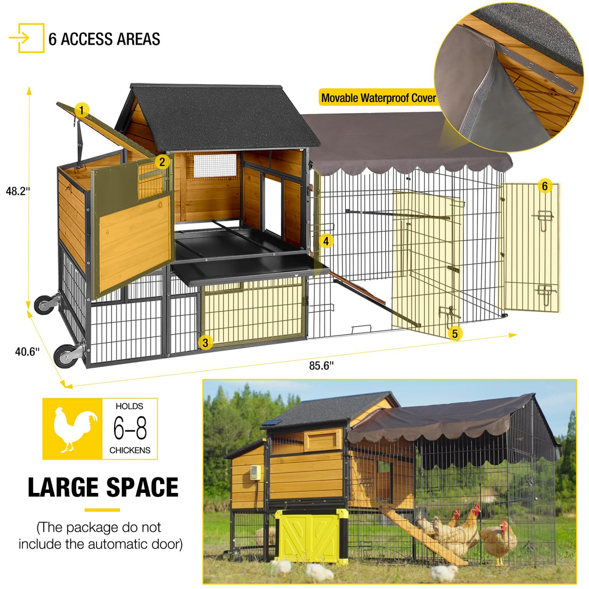 Rabbit Hutch, Indoor Outdoor Bunny Cage with Run, Wooden Rabbit Cage