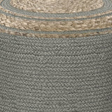 Serena 18 Inch Contemporary Round Braided Pouf in Dove Grey Cotton