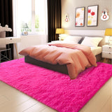 Fluffy Rug Washable 4x6 Feet, Hot Pink Fuzzy Rugs for Bedroom Girls,