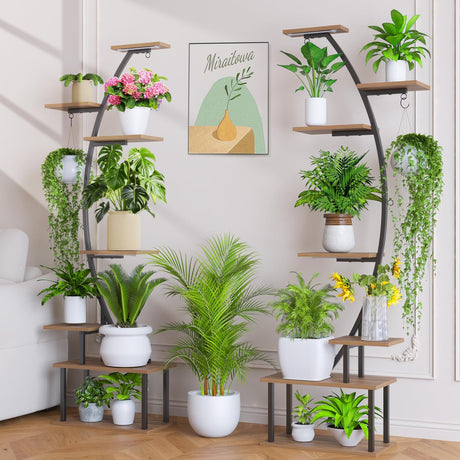 Plant Stand Indoor with Grow Lights, 7 Tiered 66" Tall Metal Plants Shelf, 3 Color Mode Full