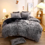 Plush Shaggy Duvet Cover Set, Luxury Ultra Soft Crystal Velvet Fluffy Bedding Sets 3 Pieces