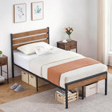 with Wood Headboard, Strong Wood Slats Support, Under Bed Storage, Noise-Free,