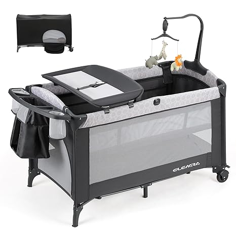 4 in 1 Wide Baby Bassinet Bedside with Diaper Changer,Long Next to Bed Crib