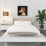 Holly Upholstered Wingback Bed Frame, Queen, Ivory Velvet