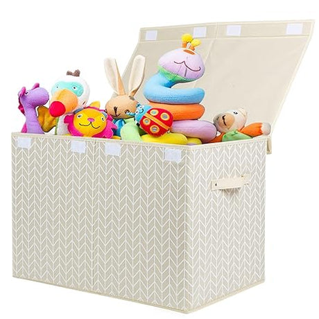 Large Toy Storage Box Chest for Girls Kids, Sturdy Toy Box Bin Organizer Baskets