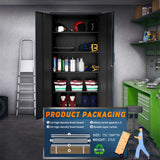 Metal Garage Storage Cabinet with 2 Doors and 5 Adjustable Shelves