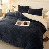 Seashell Jacquard Sherpa Comforter Set Warm Cozy Premium Bedding 3 Pieces