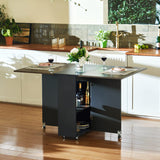 Modern Folding Dining Table, Drop Leaf Dining Table & Expandable Kitchen Table with Drawer & Storage Shelves,