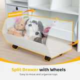 KOLIGEY Kids Bookshelf and Toy Organizer, 5-Cubby Toy Storage Cabinet with 4 Tier Wooden Bookcase, 1 Removable Toy Cabinet with Wheels for Bedroom, Living Room, Playroom, Nursery, Classroom