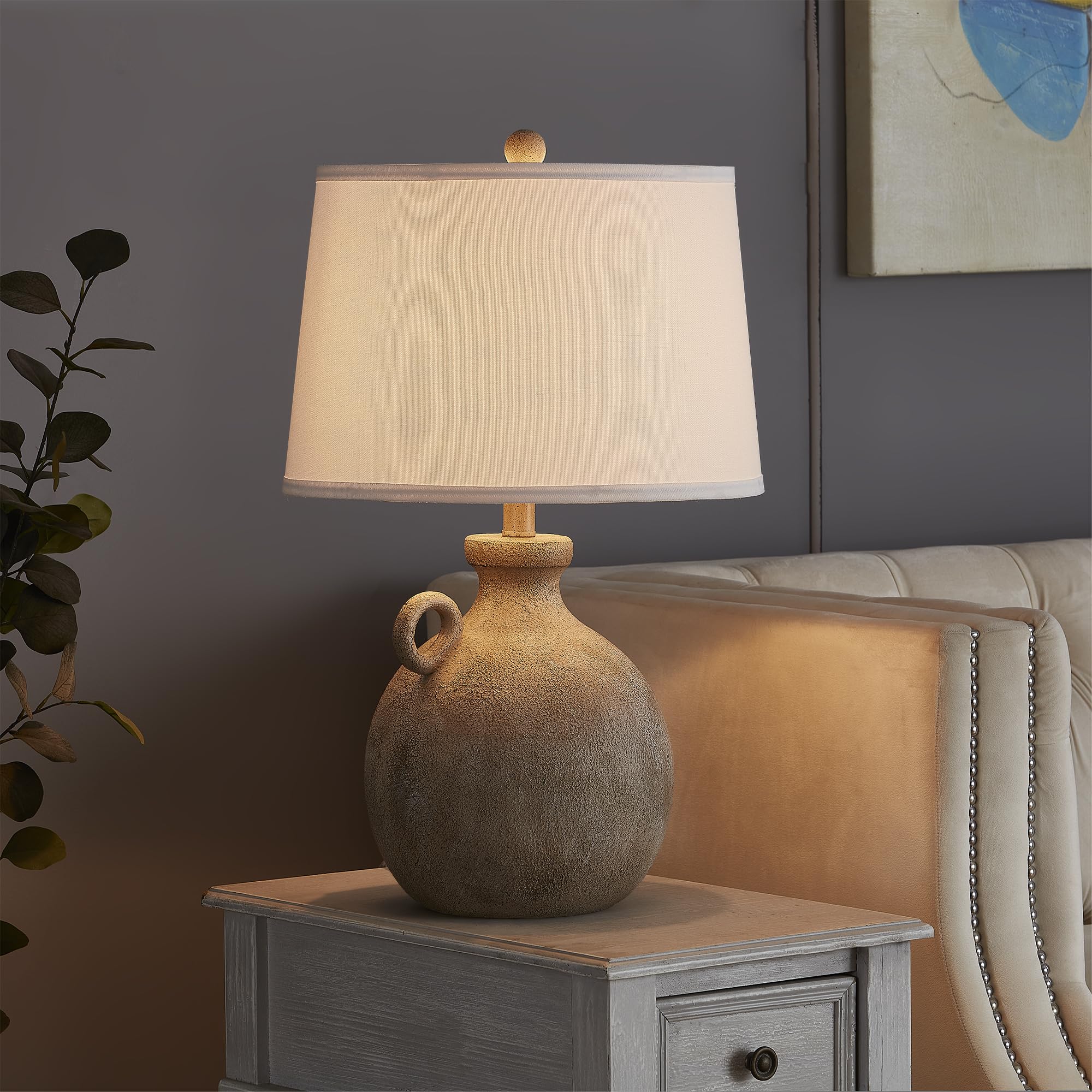 24" Rustic Table Lamp with USB Charging Port