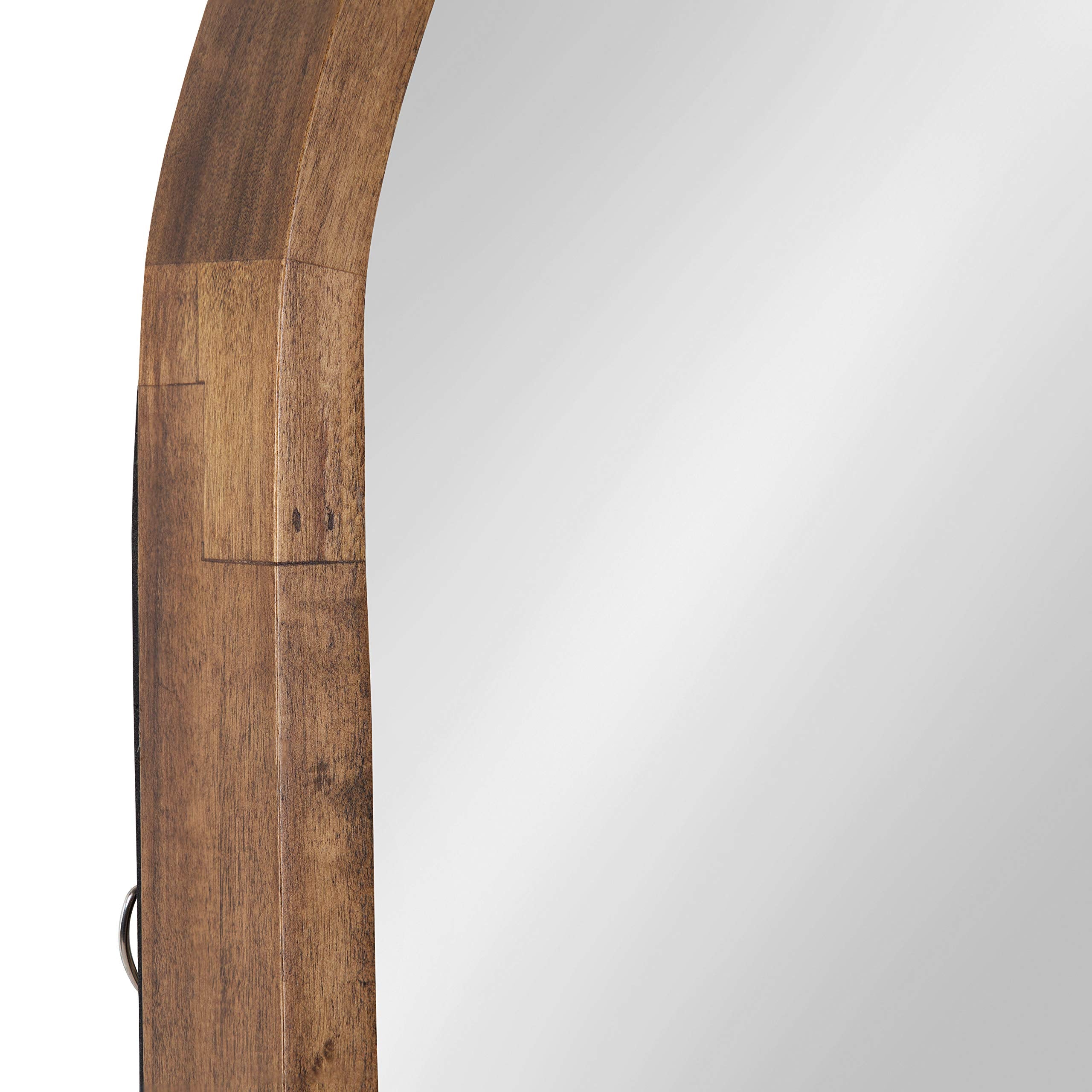 Kate and Laurel Hutton Rustic Modern Farmhouse Arch Mirror, 24" x 36", Natural Wood Finish