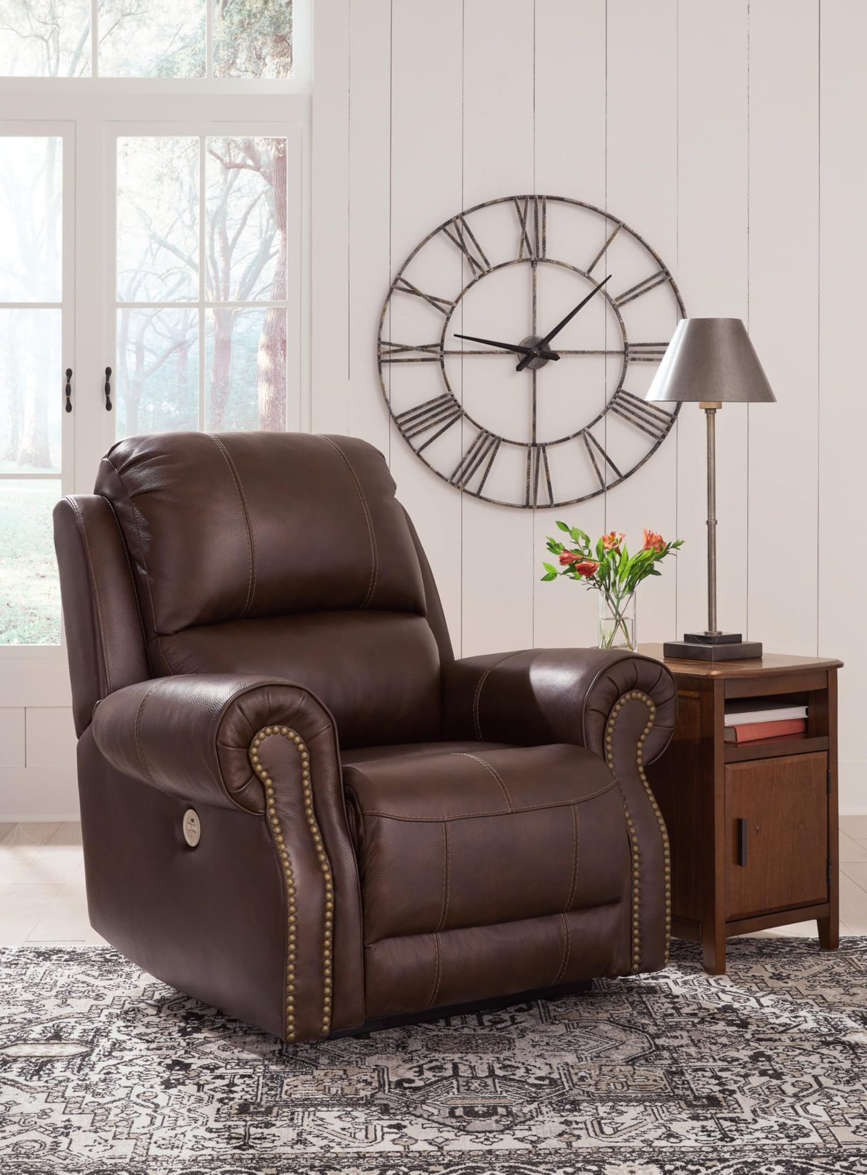 Design by Ashley Freyeburg Classic Leather Match Upholstered Power Recliner