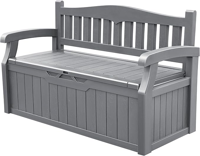 80 Gallon Storage Bench Deck Box Lockable for Patio Furniture, Garden Decor
