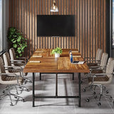 Conference Table, 70.86L x 35.43W x 29.52H Inches Boat Shaped Meeting Table, Modern