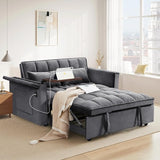 3-in-1 Pull Out Sofa Bed, Convertible Tufted Velvet Loveseat Sleeper Sofa Couch Bed