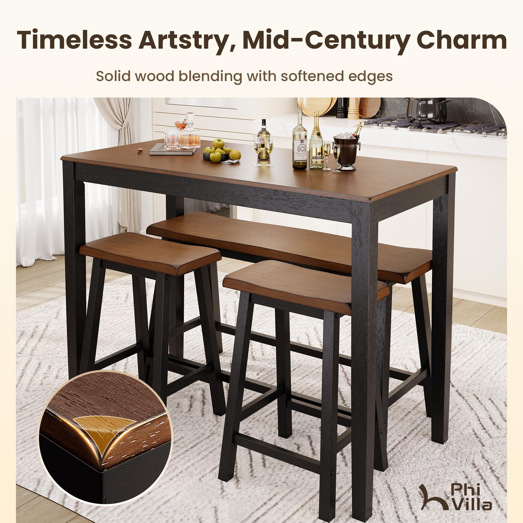 Counter Height Dining Set for 4 - Rustic Farmhouse