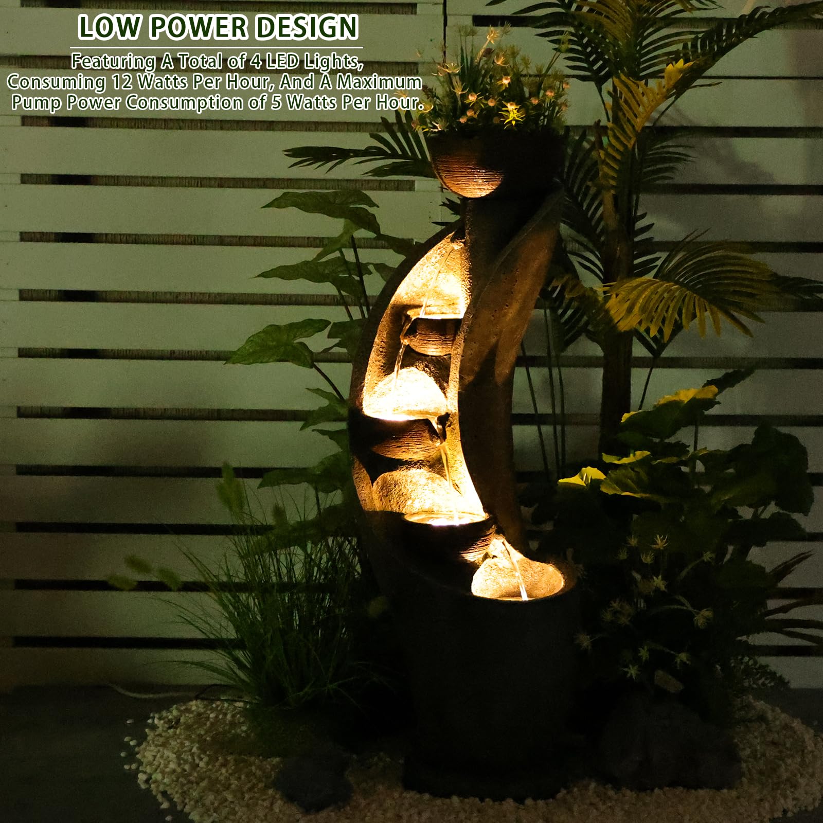 Water Fountain Outdoor Garden Decor, 39" Floor Standing 4-Tier Bowl Outdoor