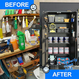 GangMei Garage Storage Cabinet with Wheels & Pegboard, 72" H Locking Metal Storage Cabinet with Doors and 4 Adjustable Shelves for Garage Workshop Home, Assembly Required, Black